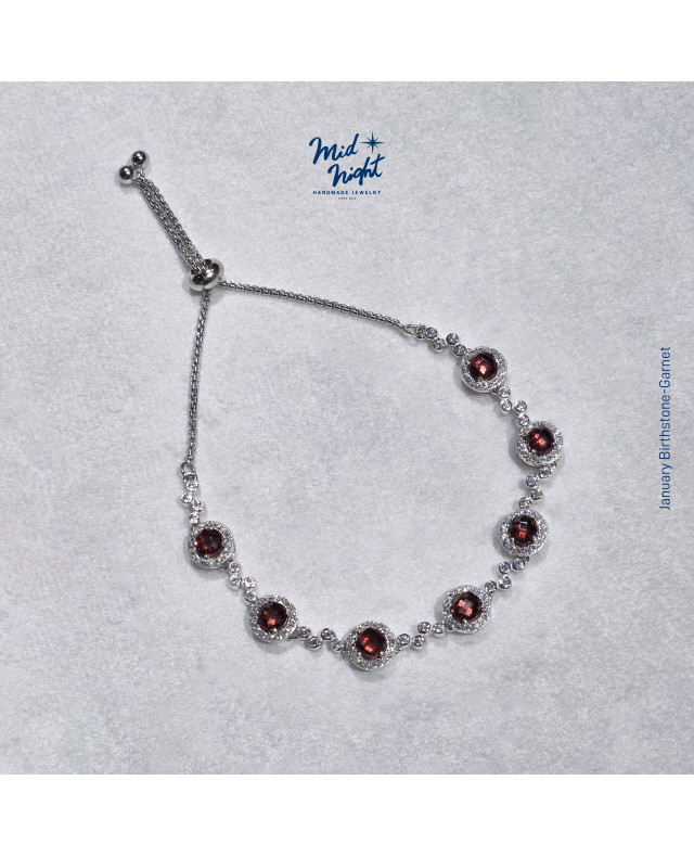January Birthstone-Garnet Bubble Bracelet